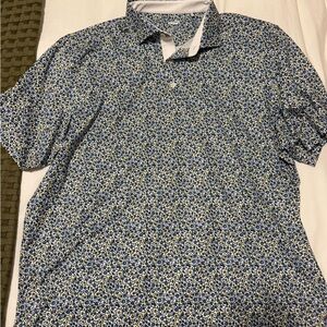 Puma Blue and White Patterned Polo Shirt